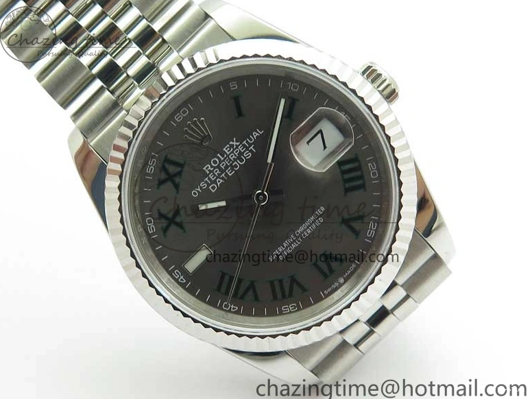 MiroTime 1221 Compact DateJust 36 SS 126234 BP Maker 1:1 Best Edition Fluted Bezel Gray Roman Dial on Jubilee Bracelet 2527